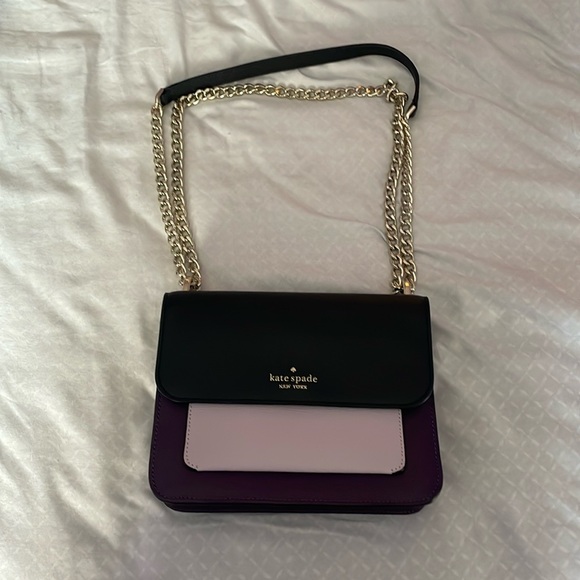 kate spade Handbags - purple and black kate spade remi flap chain crossbody purse